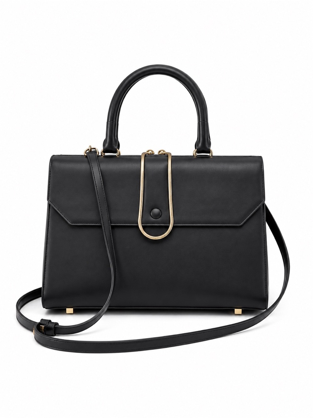 Alexander Wang Black Leather Structured Satchel Top Handle Crossbody Work Bag - Picture 2 of 12